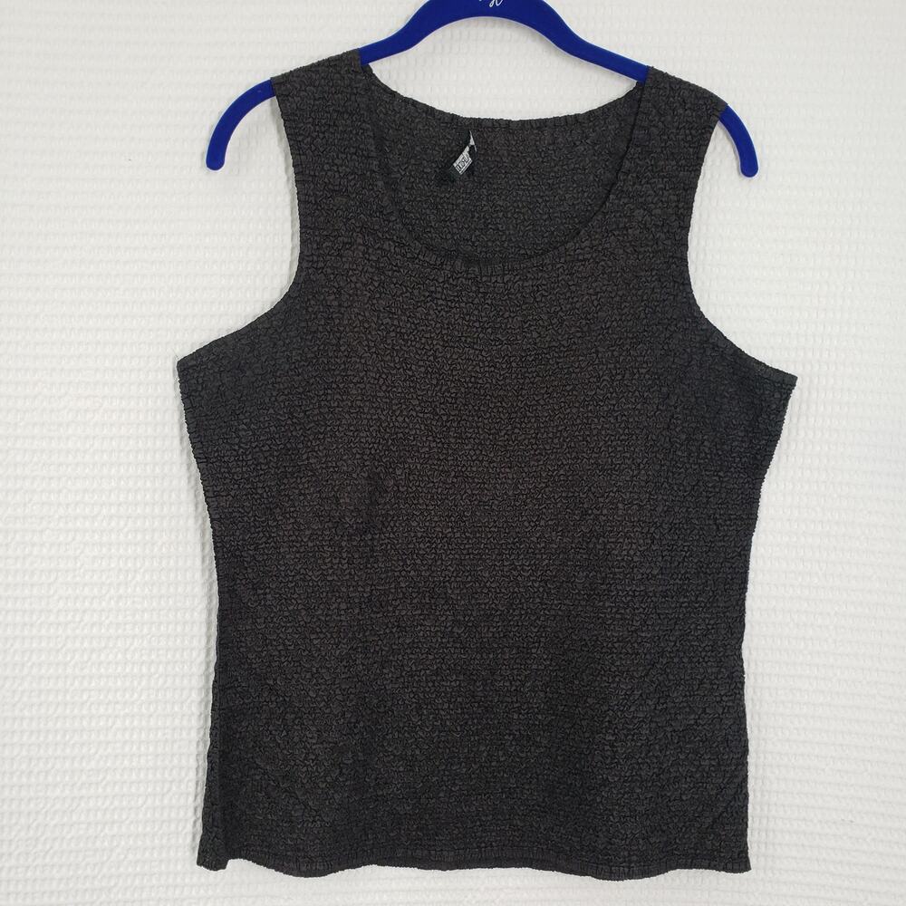 Tania Nardi Top Tank Womens Medium Black Crinkle Sleeveless Artsy Textured Goth